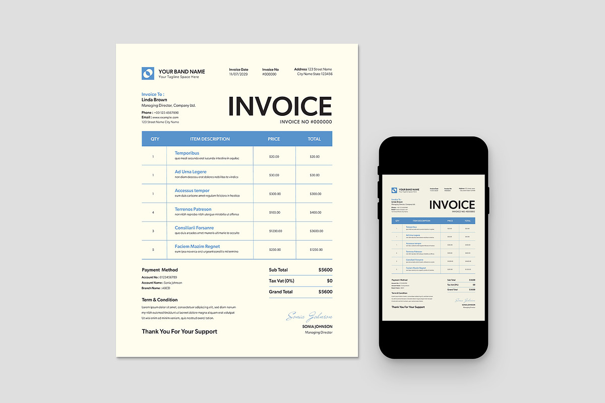Invoice Template, a Flyer Template by BrandPacks (Photo 2 of 4)