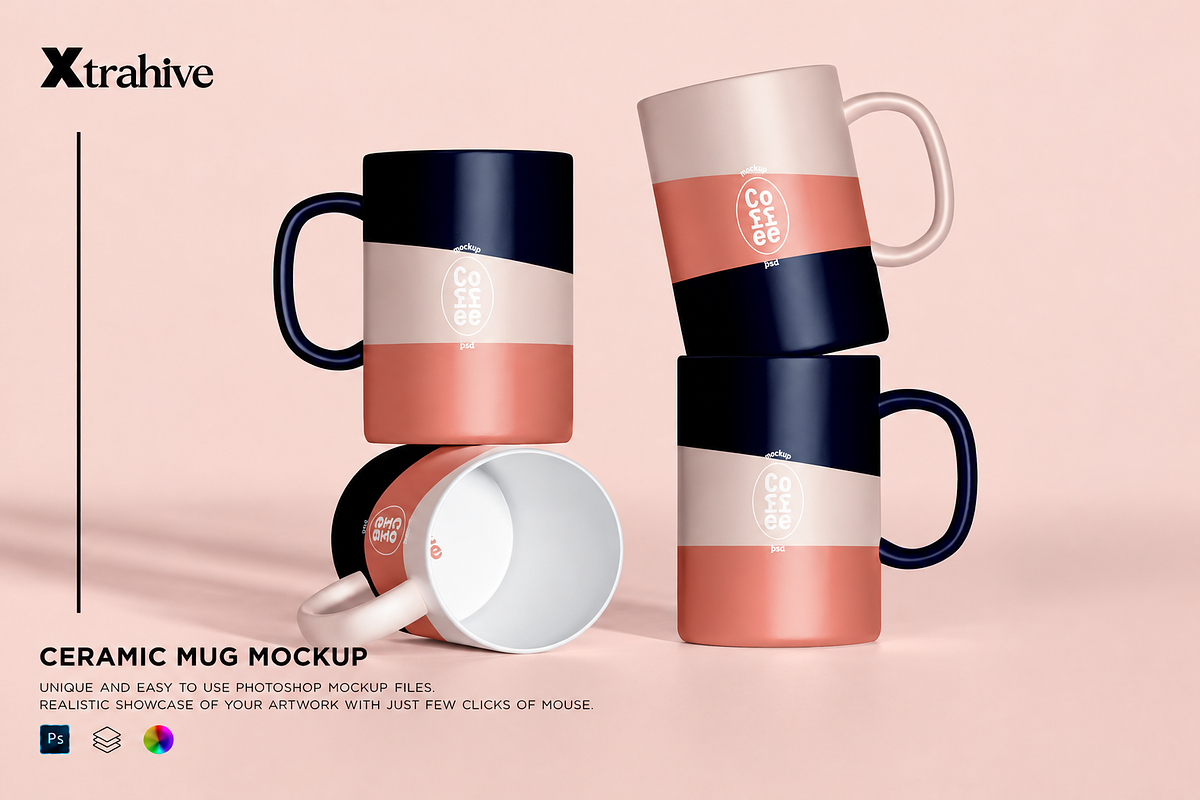 Set of Coffee Mugs Mockup, a Cups & Container Mockup by Xtrahive (Photo 1 of 2)