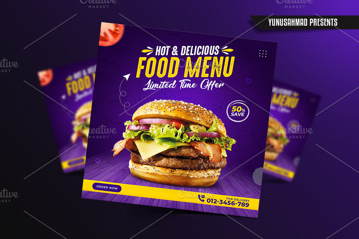 Fast Food Instagram Post Template, a Social Media Template by Yunus Ahmad (Photo 5 of 5)