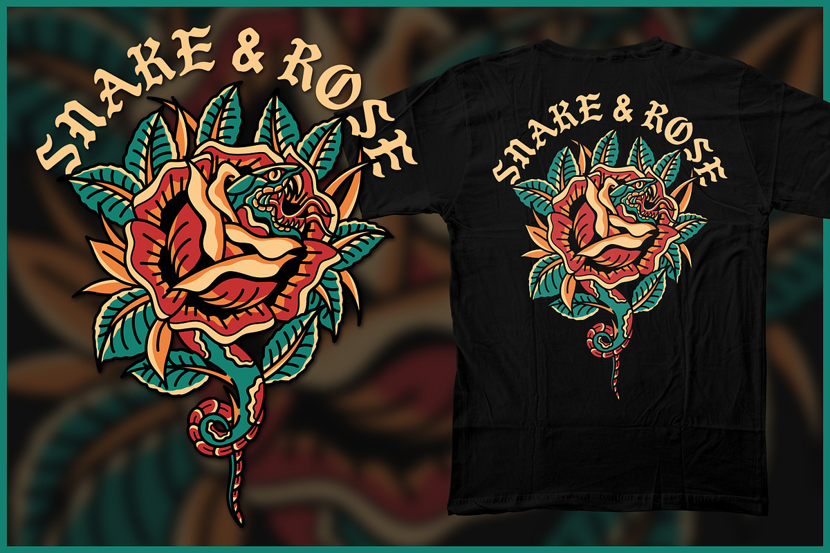 Snake and Rose Tshirt Design, an Illustration by Stead Supply