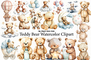 Teddy Bear Watercolor Clipart, an Illustration by Designworld (Thumbnail 1 of 5)