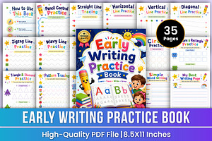 Early Writing Practice Book | school, a Stationery Template by Mustafiz