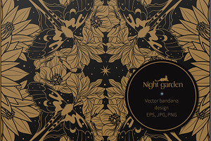 Night garden. Vector bandana design