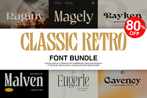 Classic Retro Font Bundle - 80% OFF