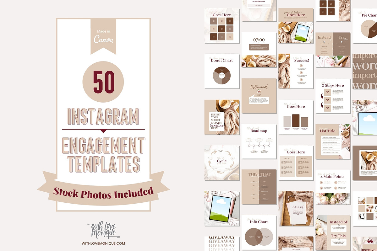 50 Instagram Post Canva Templates, a Social Media Template by With Love Monique (Photo 2 of 14)