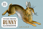 Vintage French Bunny Illustrations, an Animal Illustration by French Kiss Collections (Thumbnail 1 of 12)