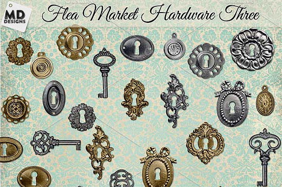 Silver & Gold Vintage Keys Key Holes preview 2