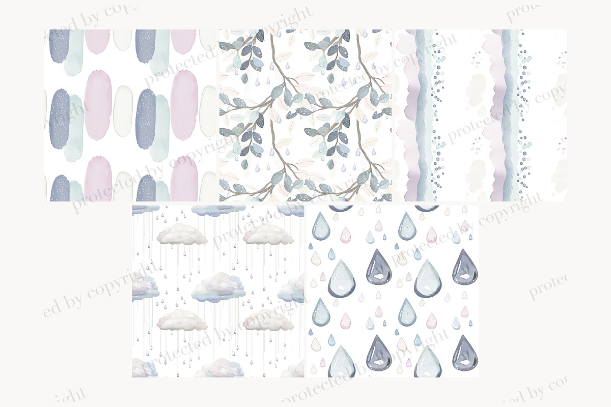 Rainy Day Seamless Paper Pattern, a Pattern Graphic by GlamArtZhanna (Photo 4 of 4)