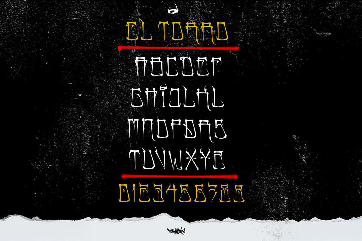 EL TORRO – Chicano Tattoo Font, a Font by Torus1 (Photo 2 of 2)