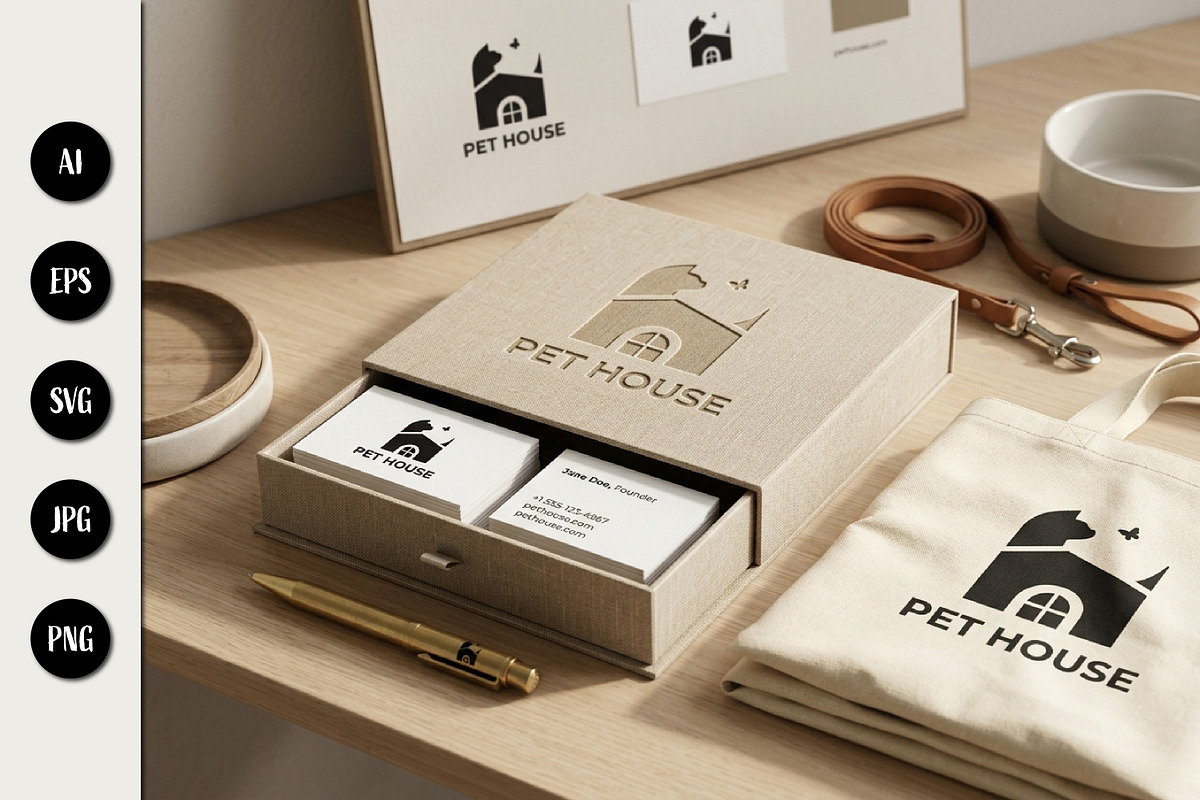 Pet House Logo Cat and Butterfly, a Branding & Logo Template by Saba Vector (Photo 1 of 3)