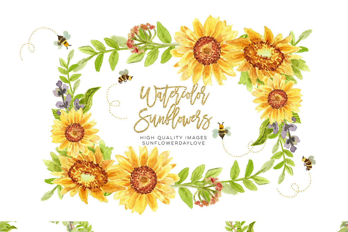Sunflower Honey Bees Clipart, an Illustration by Sunflower Day Love (Photo 5 of 5)