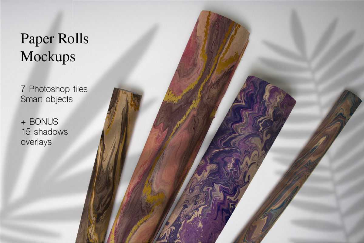Paper Rolls Mockups + shadow overlay, a Packaging Mockup by Almazova Dolzhenko (Photo 1 of 10)