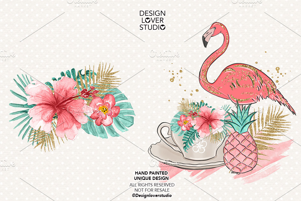 -50%SALE Flamingo Paradise design, an Illustration by designloverstudio (Photo 3 of 4)