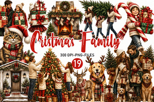 Christmas Family Clipart Bundle, a Seasonal Illustration by Designworld