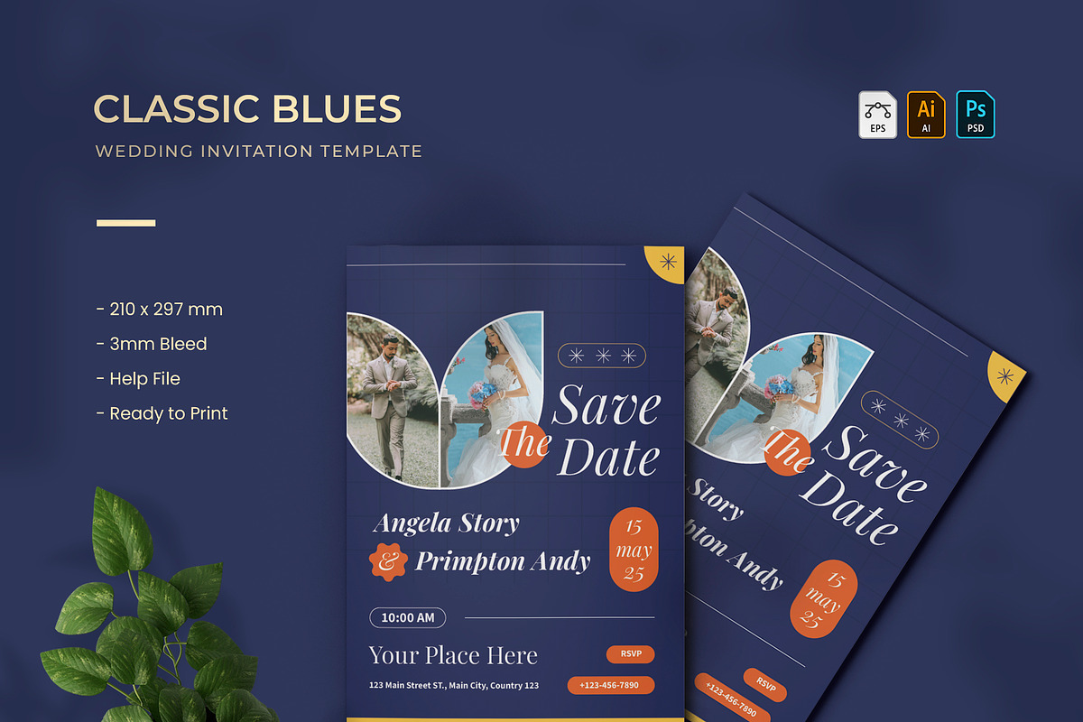 Classic Blues - Wedding Invitation, a Print Template by VUNIRA (Photo 1 of 2)