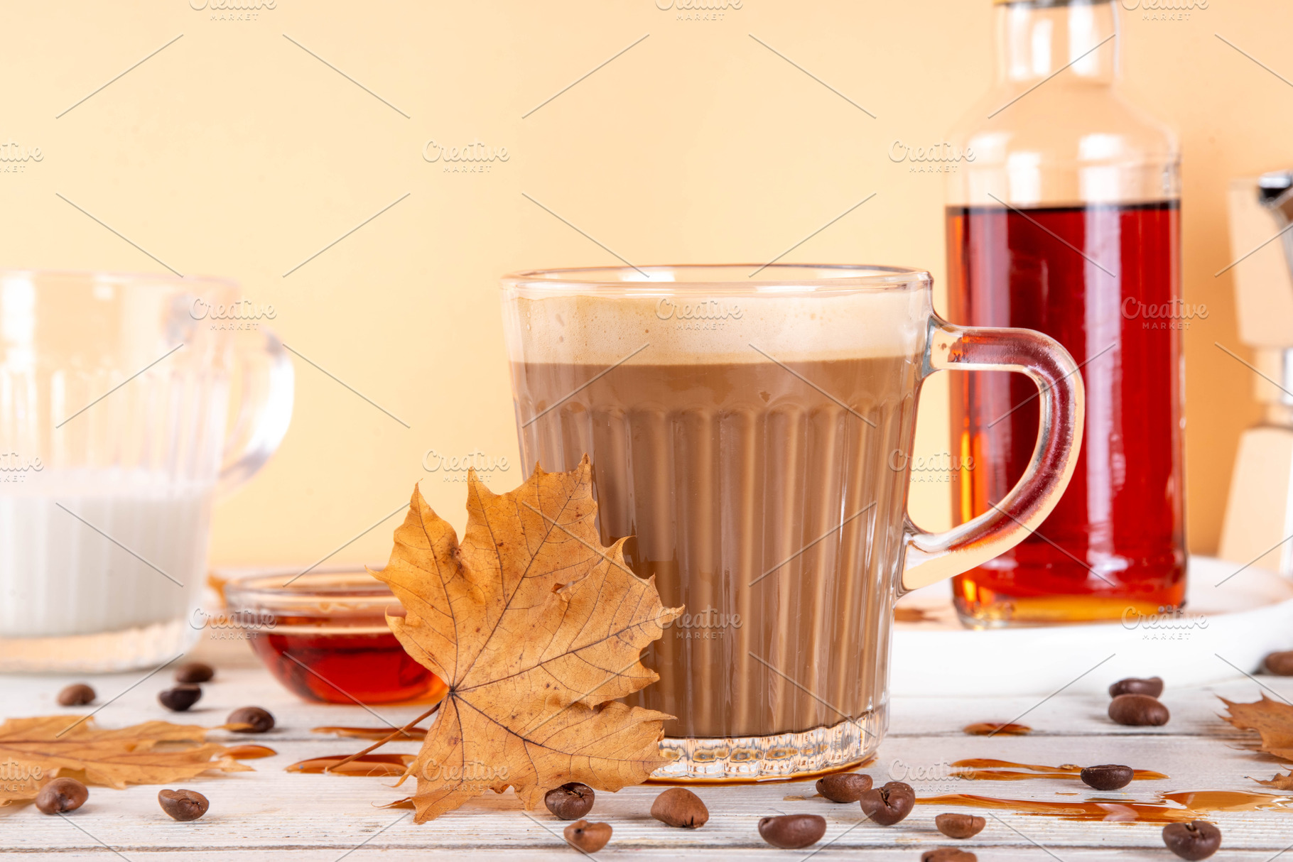 Maple syrup coffee latte, a Food & Drink Photo by Rimma
