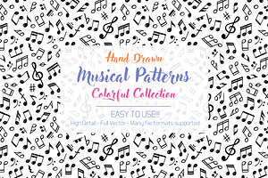 Pack Of Six Vector Music Patterns