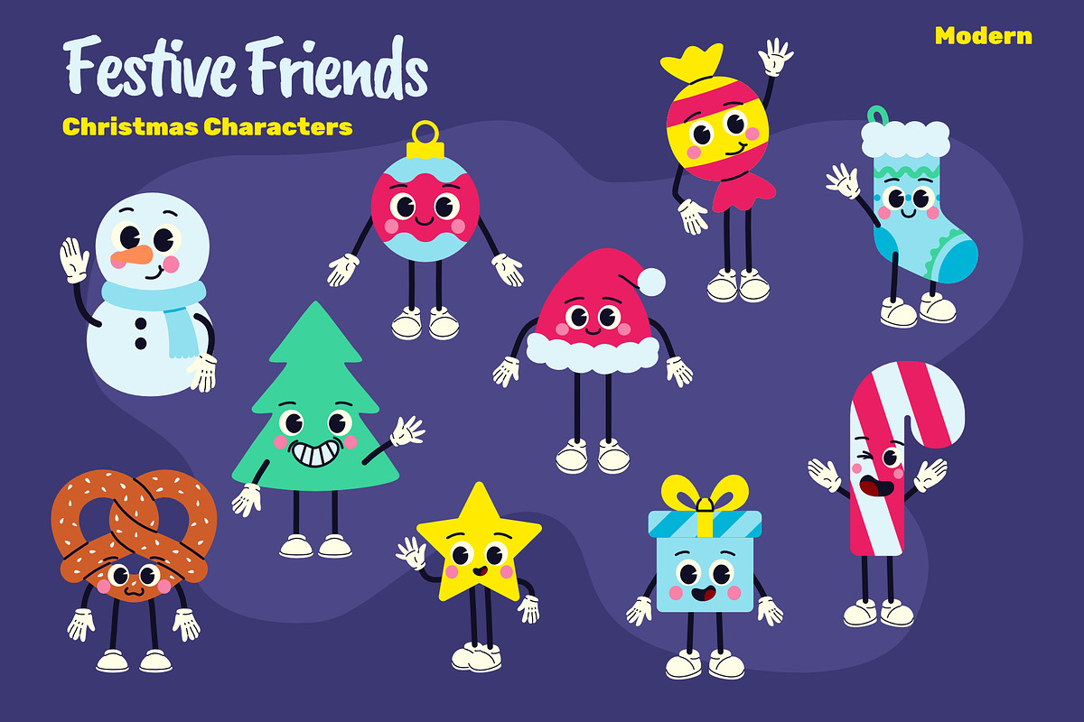 Festive Friends - Vector Bundle, a Seasonal Illustration by moja doodle (Photo 3 of 4)