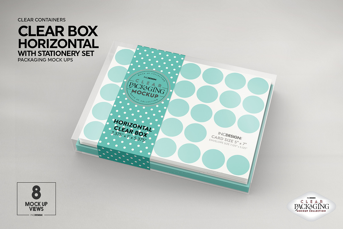 Clear Box with Stationery Set Mockup, a Packaging Mockup by INCDesign (Photo 11 of 19)