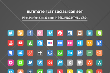 Ultimate Flat Social Icon Set