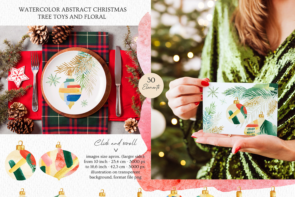 Watercolor Abstract Christmas, an Animal Illustration by AnnaTkachi (Photo 5 of 12)