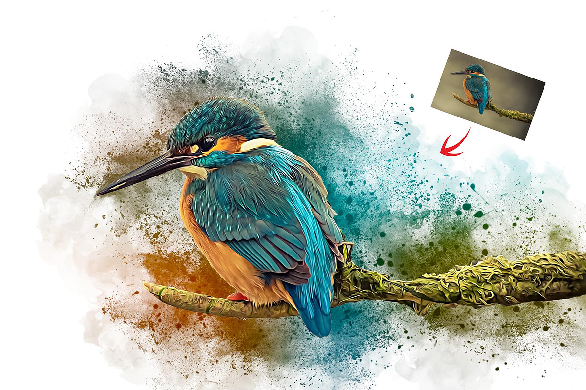 Watercolor Bird Painting Effect, an Action Add-On by Photoshop Action (Photo 3 of 21)