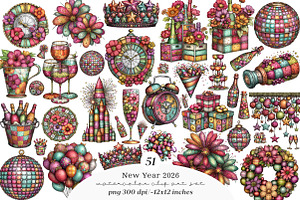 Happy New Year Clipart PNG, an Illustration by SinaCreation
