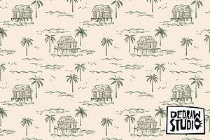 Hand Drawn Palm Tree Pattern 3