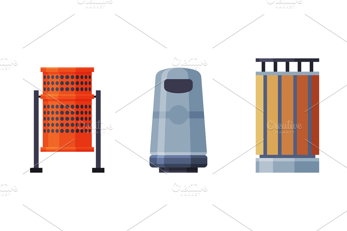 Trash Bins Collection, Urban, an Object Illustration by TopVectors