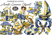 Watercolor Amalfi Summer Clipart, an Illustration by designcity5 (Thumbnail 1 of 5)
