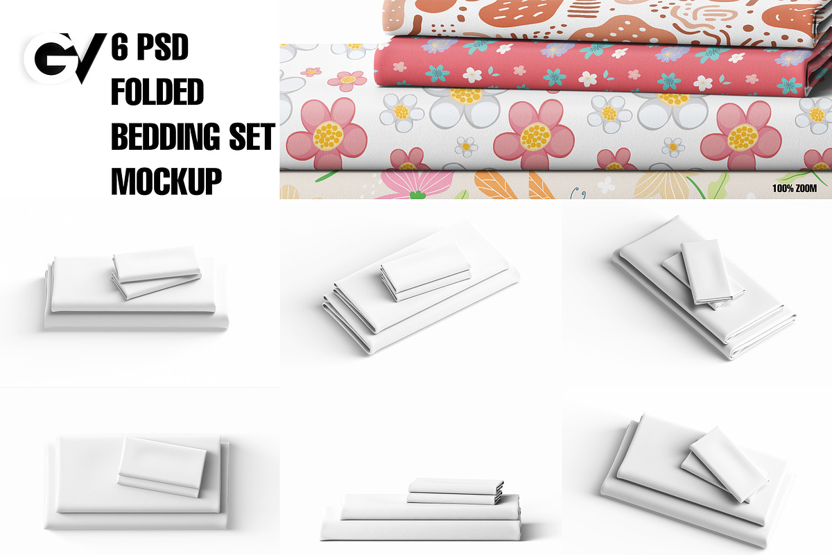 Folded Bedding Set Mockup 6 PSD, a Household Mockup by GraphicVil (Photo 3 of 9)
