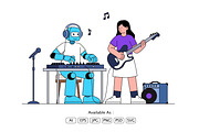 Artificial Intelligence Music, a Technology Illustration by Partikusi Design (Thumbnail 2 of 3)