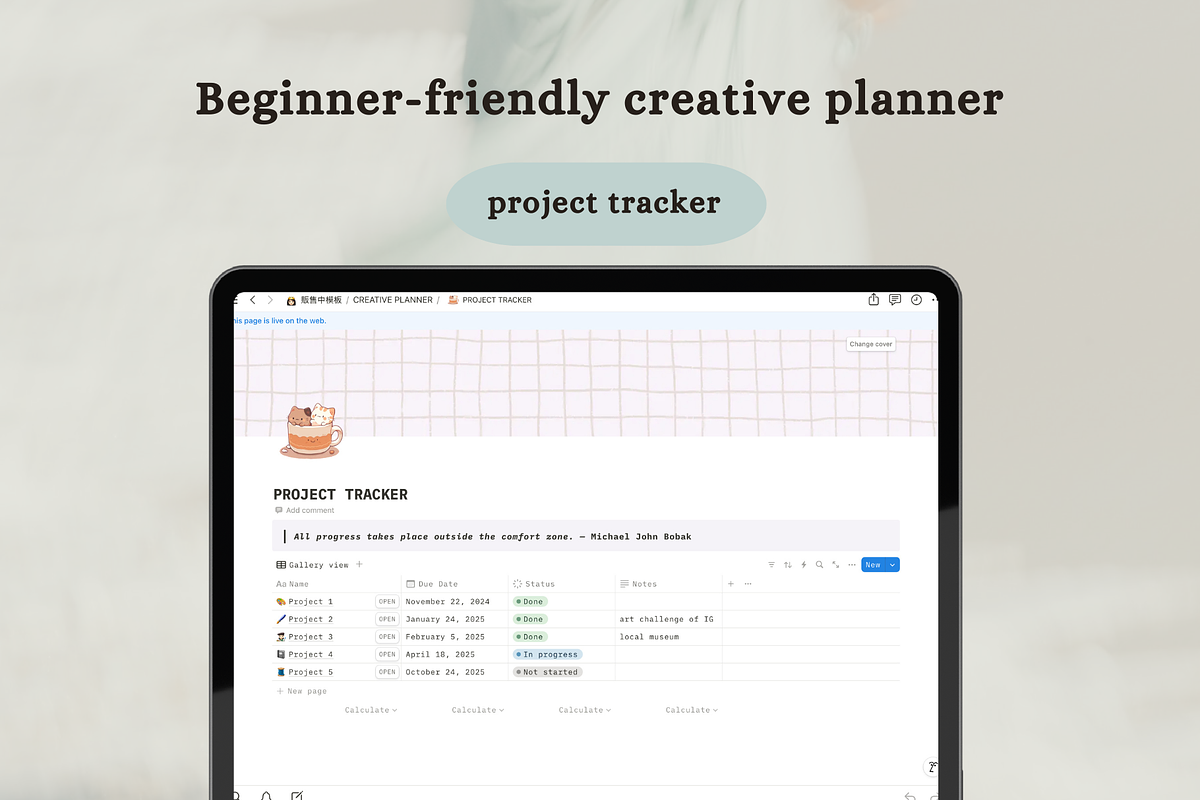 Cat Notion planner for creatives, a Design Template by Petite Zakka Boutique (Photo 8 of 9)