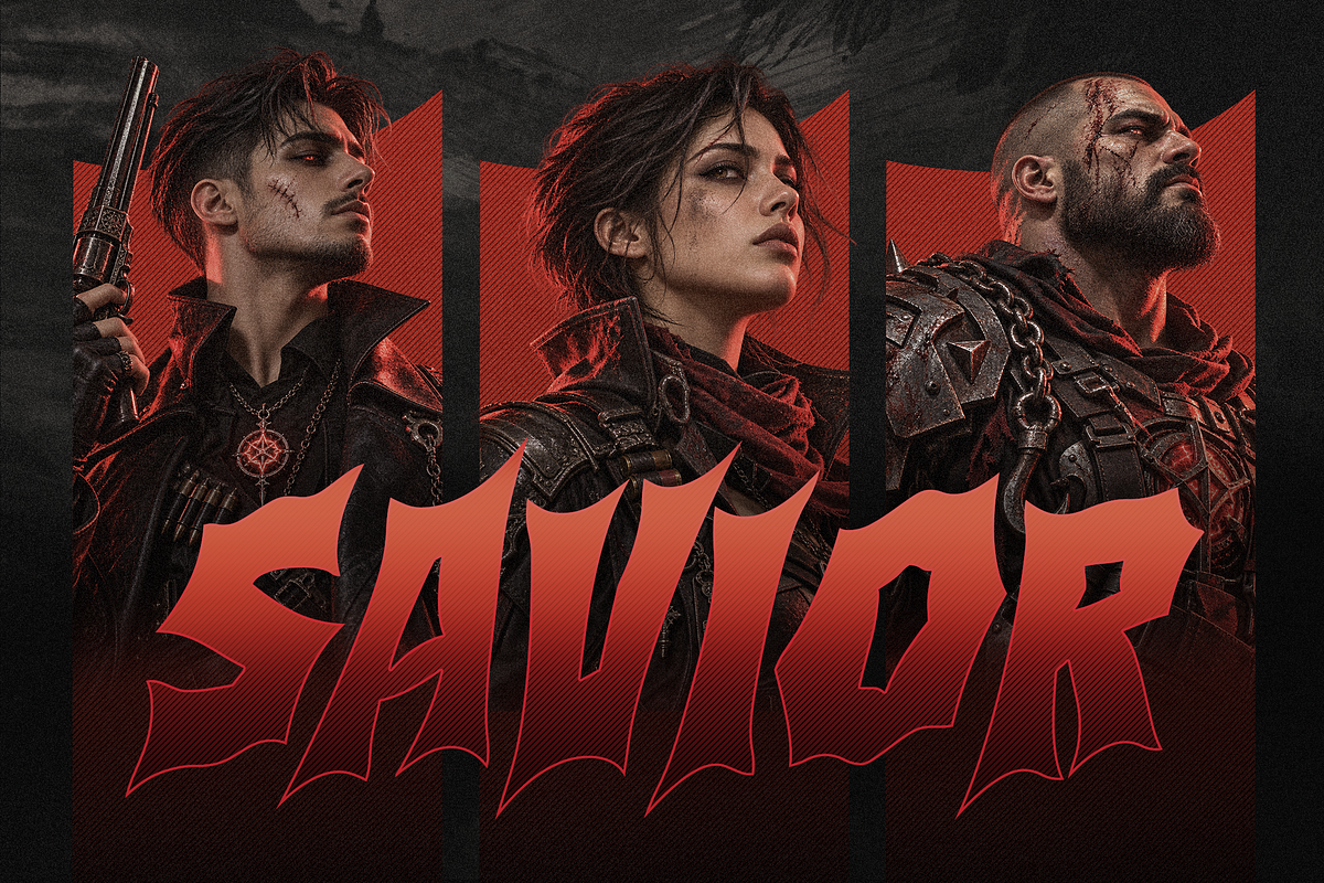 Bazhero - Action Horror Game Font, a Blackletter Font by Typia Nesia (Photo 2 of 9)