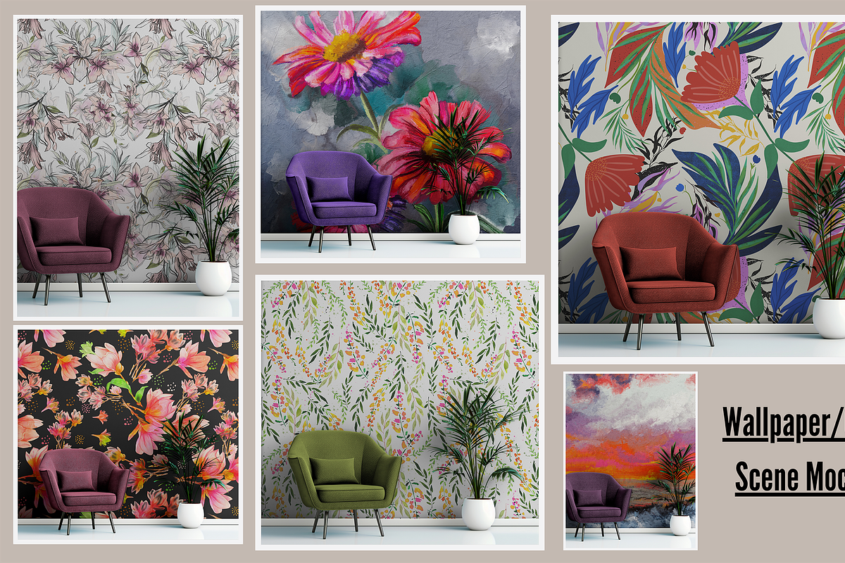 Wallpaper Mockup/ Chair Scene Psd, a Product Mockup by Nora Gad (Photo 1 of 10)