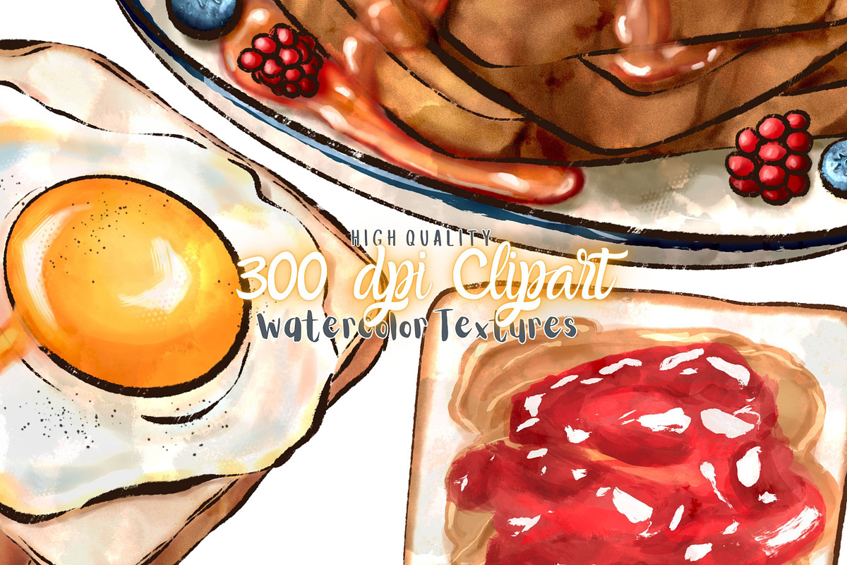 Brunch Clipart - Hand Drawn PNG, a Food Illustration by Lenninator Digital (Photo 2 of 6)
