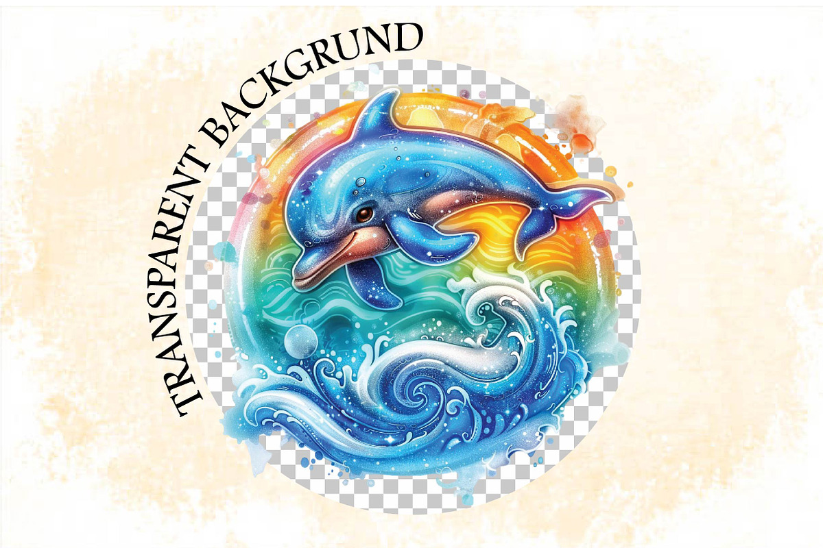Watercolor Summer Dolphin Clipart Bu, an Illustration by SVGArt (Photo 6 of 9)