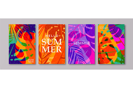 Summer tropic pattern set background