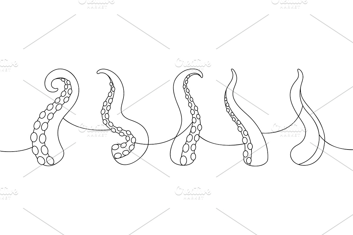 Octopus tentacles line art with, an Animal Illustration by GraphiShop