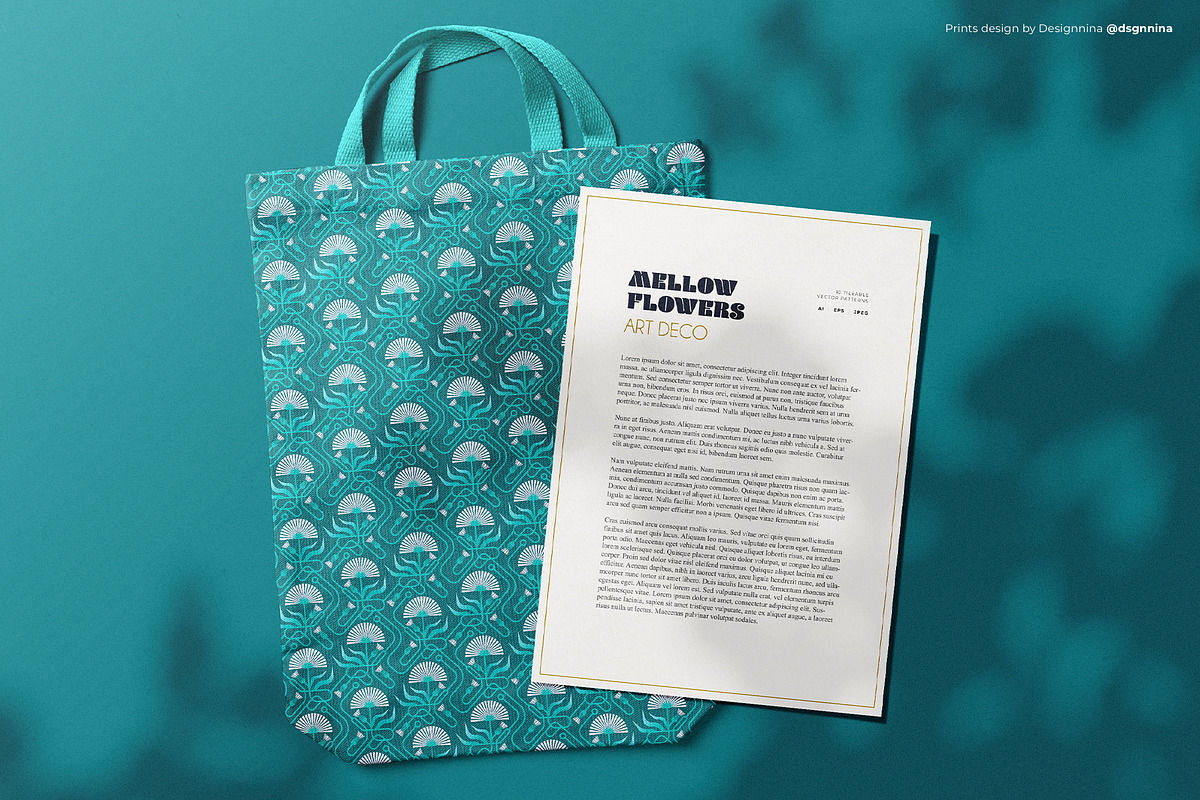 Geometrical Art Deco Floral Patterns, a Pattern Graphic by Designnina Shop (Photo 5 of 9)