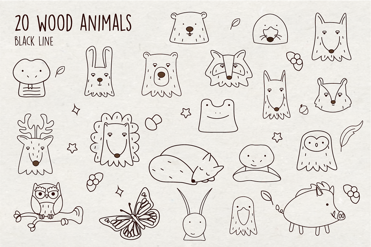Cute Camping Doodles Vector Graphics, an Animal Illustration by Vibérains (Photo 7 of 13)