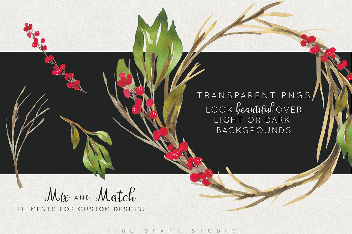 Winter Berry Watercolor Illustration, a Seasonal Illustration by Fire Spark Studio (Photo 6 of 7)