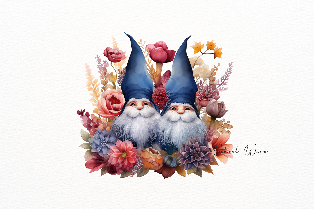 Watercolor Cute Gothic Garden Gnomes, a Person Illustration by New-School-Wave (Photo 3 of 5)