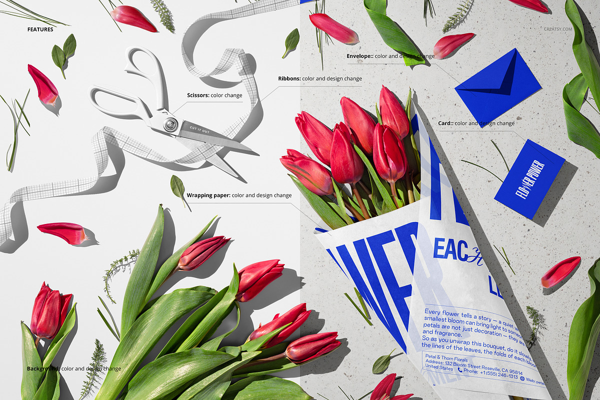 Bouquet Tissue Wrapping Paper Mockup, a Merchandise Mockup by creatsy5 (Photo 3 of 22)