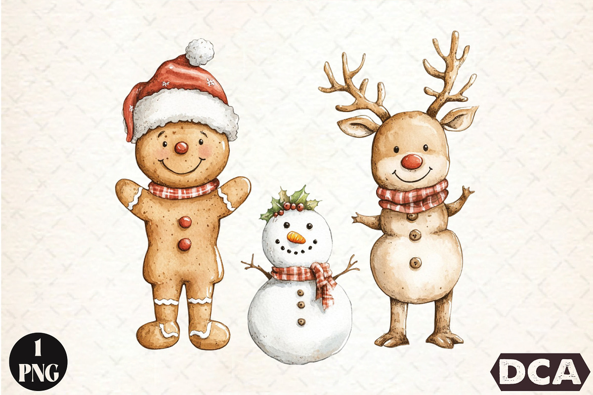 Cute Christmas clipart, an Animal Illustration by DreamCafeArt (Photo 1 of 6)