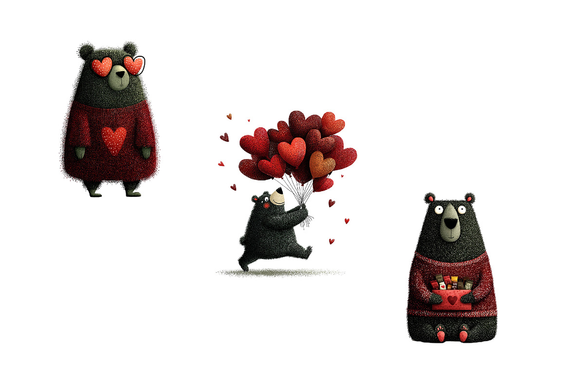 Whimsical Valentine Bears Clipart, an Illustration by Dream Creation (Photo 6 of 6)