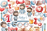 Watercolor Fathers Day Clipart, an Illustration by MockupWizard (Thumbnail 1 of 5)