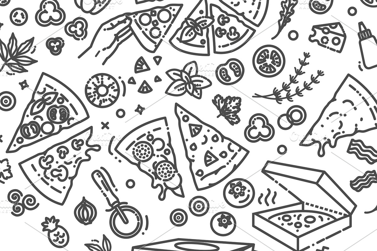 Italian Traditional Pizza icons, a Food Illustration by Tettygreen (Photo 4 of 4)