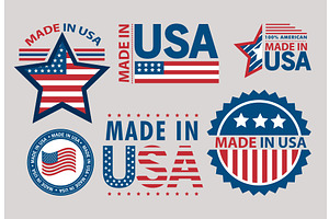 six made in usa labels, an Illustration by studiogstock