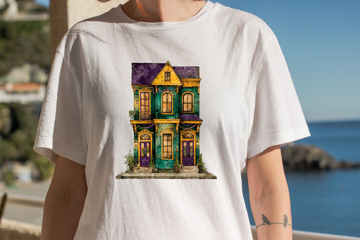 Watercolor Mardi Gras House Clipart, an Illustration by SVGArt (Photo 7 of 7)